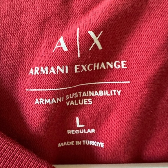 Armani Exchange NWOT Mens Red Tee Shirt Size L Cotton Soft - Picture 6 of 7